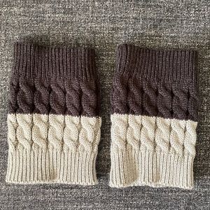 EUC boot sock cuffs brown and grey